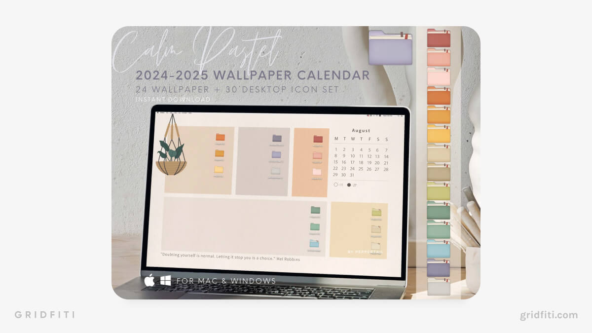 Plant Pastel Wallpaper Calendar