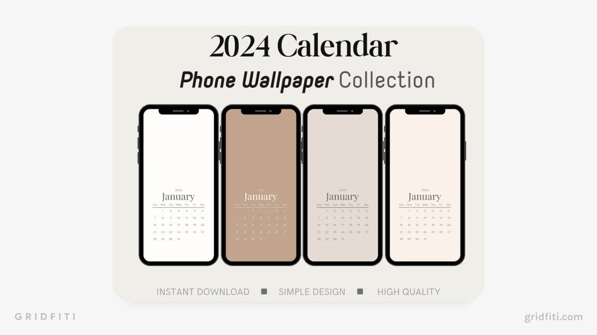 Neutral Beige Calendar Wallpapers for Mobile