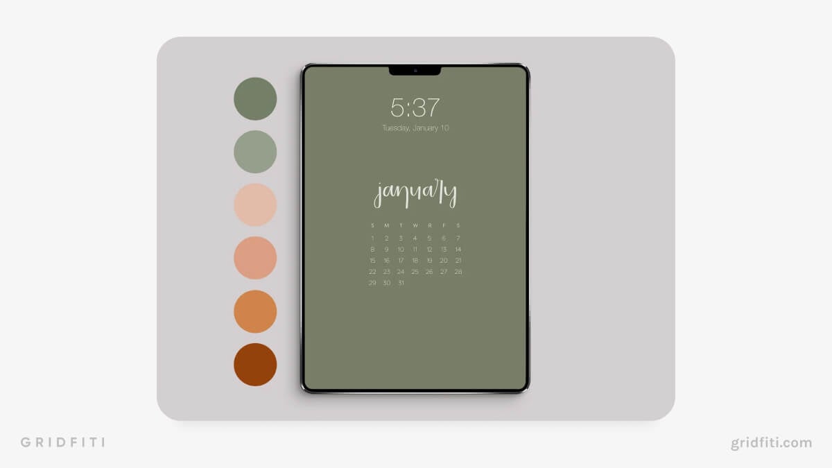 Earthy Minimalist iPad Wallpaper Calendar