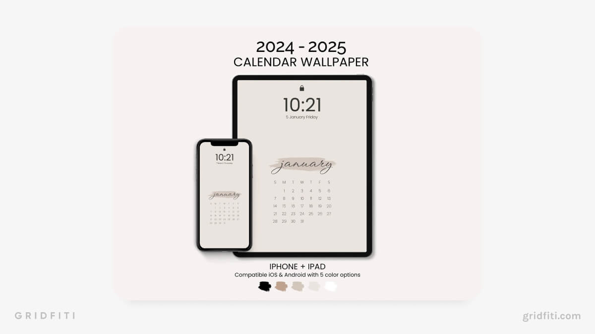 Minimal Modern Calendar Wallpapers for iPad & iPhone