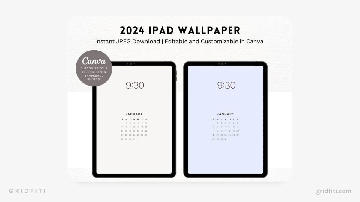 Pastel Minimal iPad Calendar Wallpapers