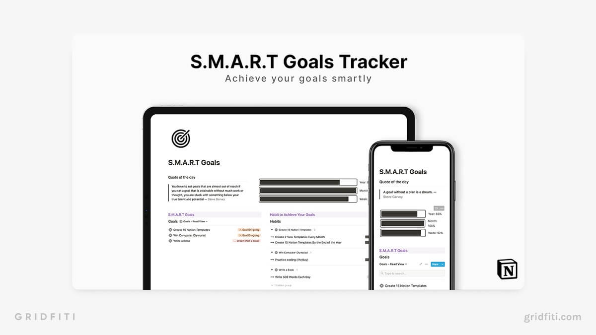 The 8+ Best Notion Goals Templates (GoalSetting & Trackers) Gridfiti