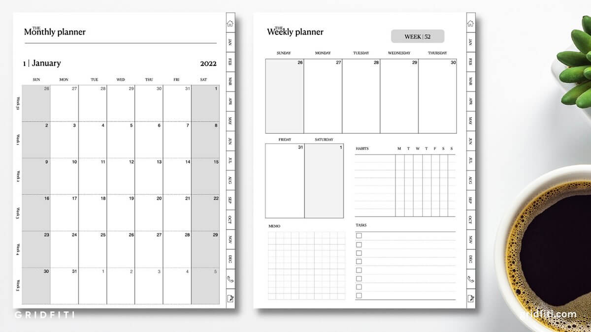 Monochrome GoodNotes Digital Planner