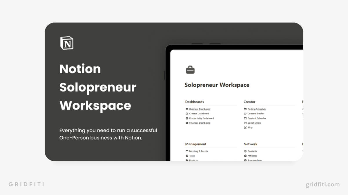 Notion Solopreneur Workspace