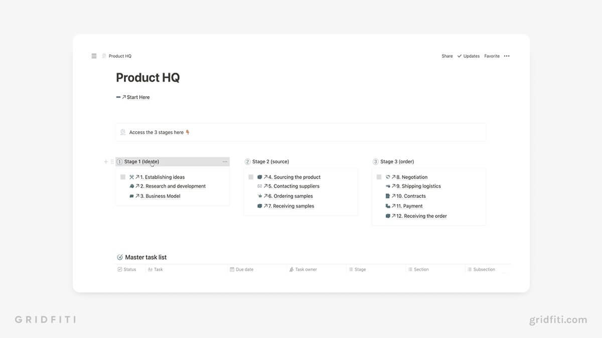 Notion Product Dashboard