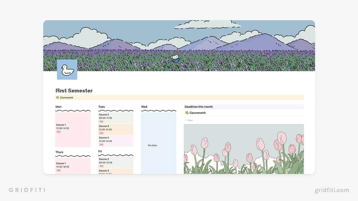 Pastel Aesthetic Notion Student Planner Template