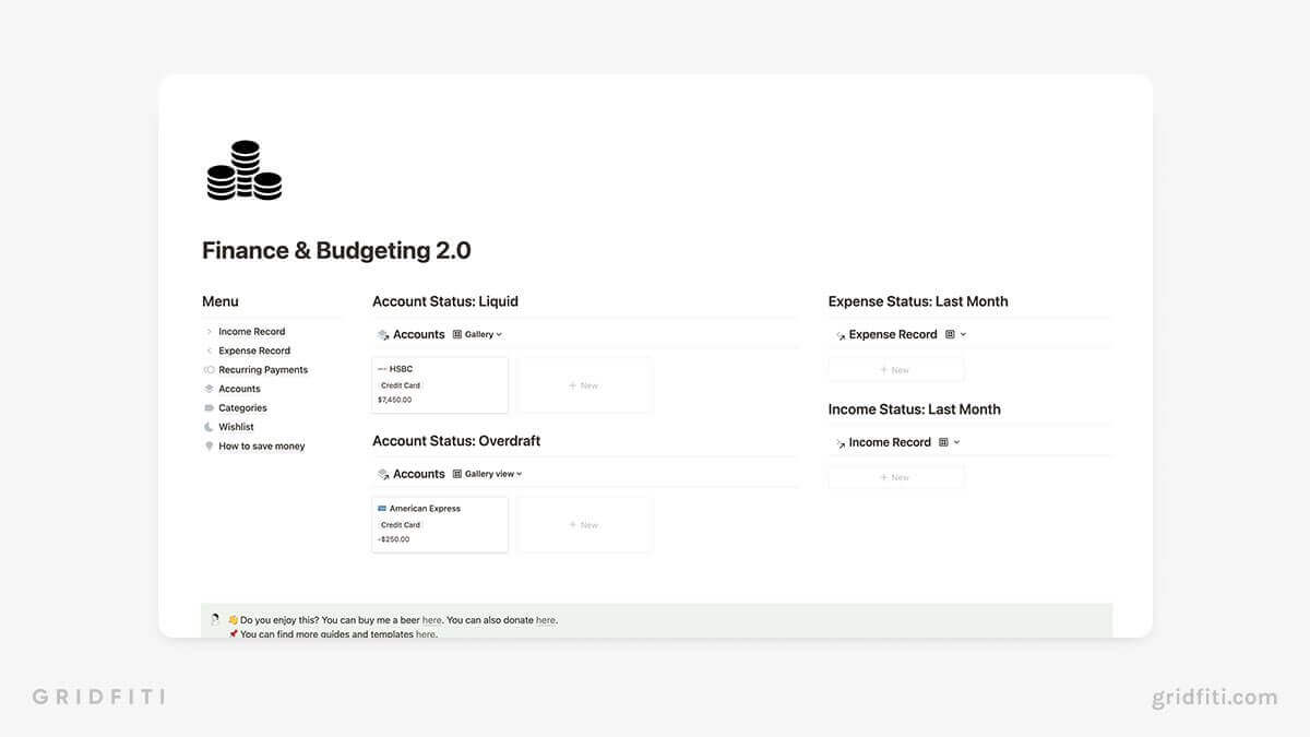 Free Notion Finance Dashboard Template