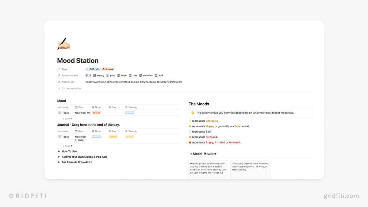 Free Notion mood Tracker Template