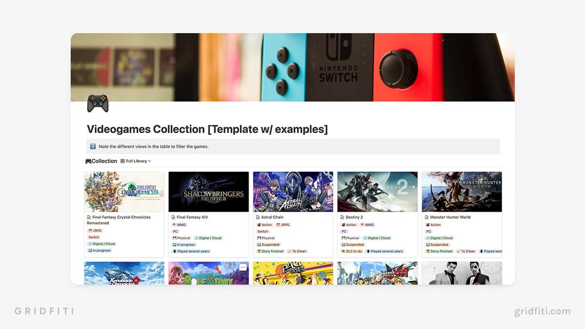 Free Notion Video Game Tracker Template
