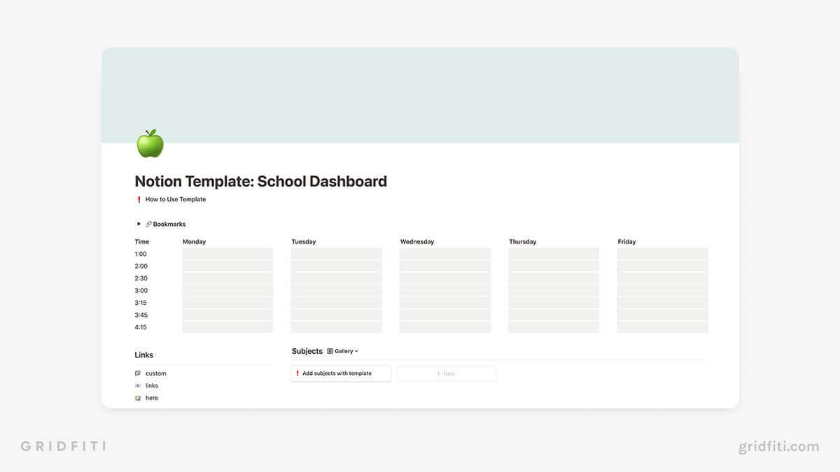 Template notion gratuit : Planner Hebdomadaire