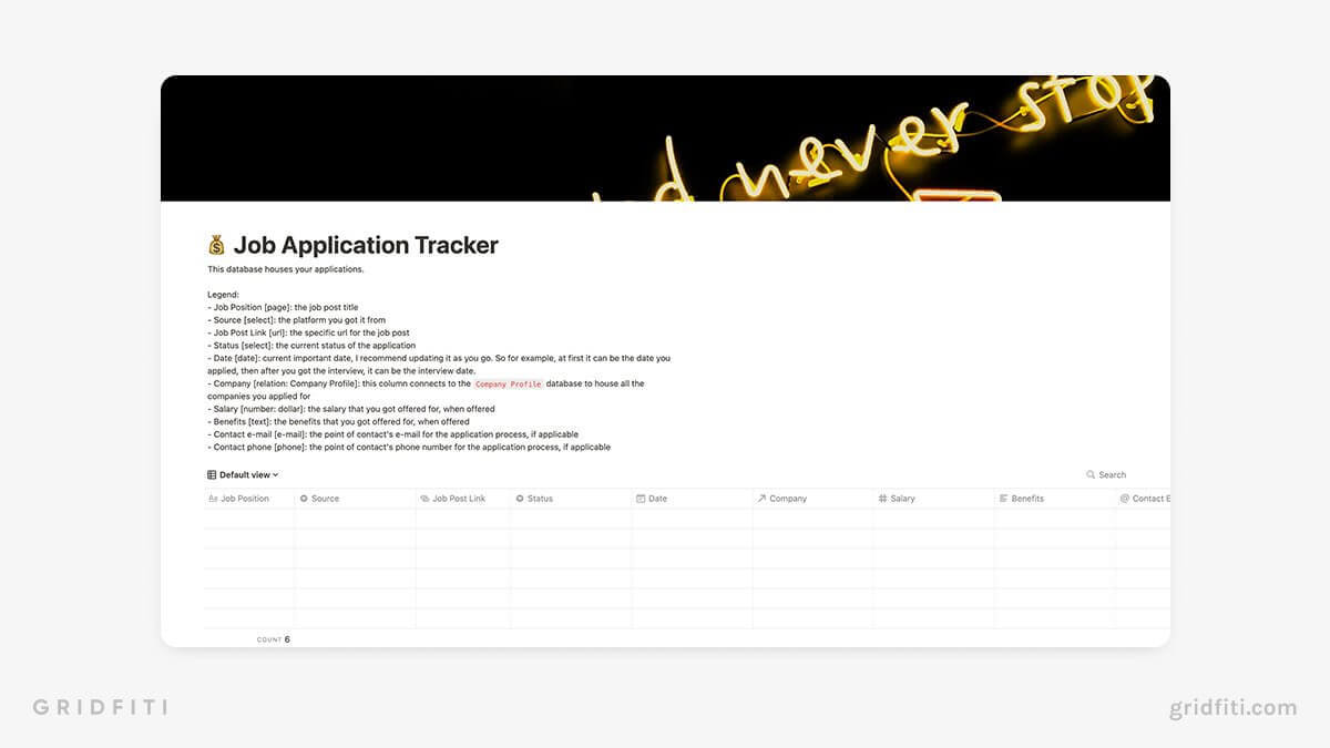 Notion Job Tracker Template