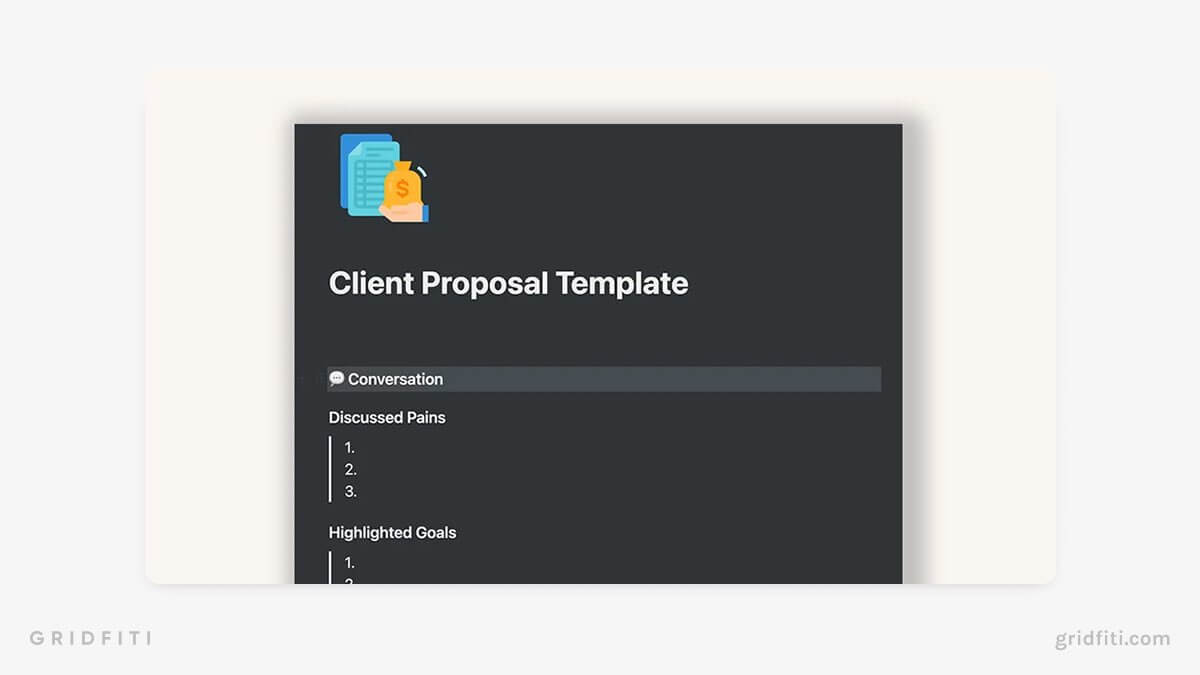 Notion Quotation Proposal Template for Freelancers