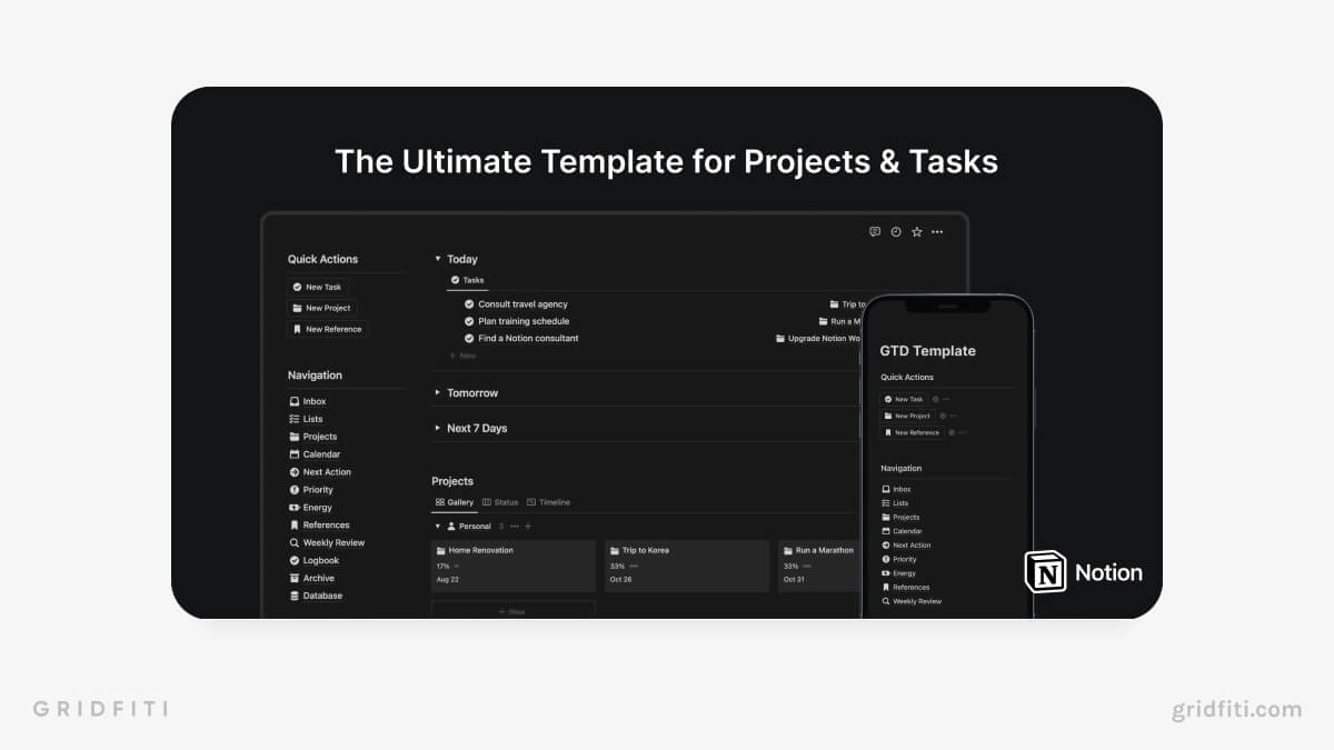 Notion Template for Projects & Tasks