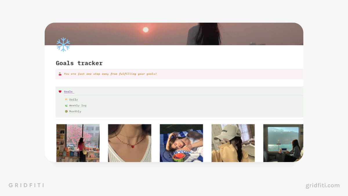 Aesthetic Goals Tracker Template