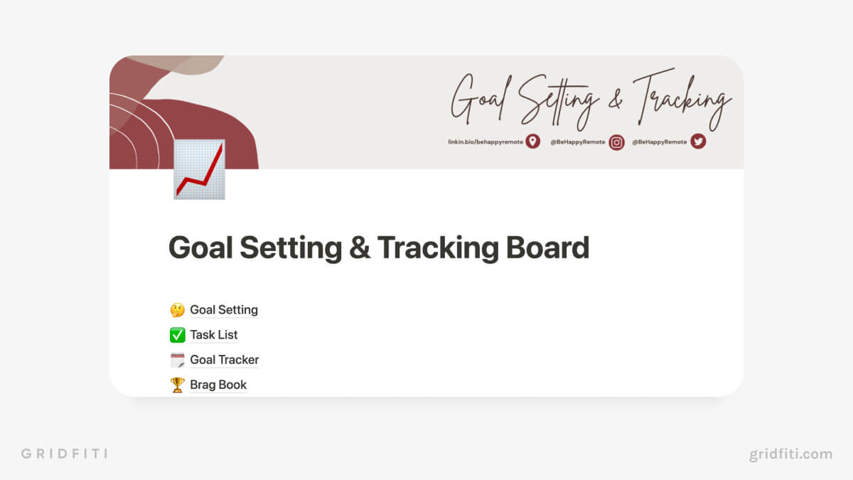 Goal Setting & Tracker Board