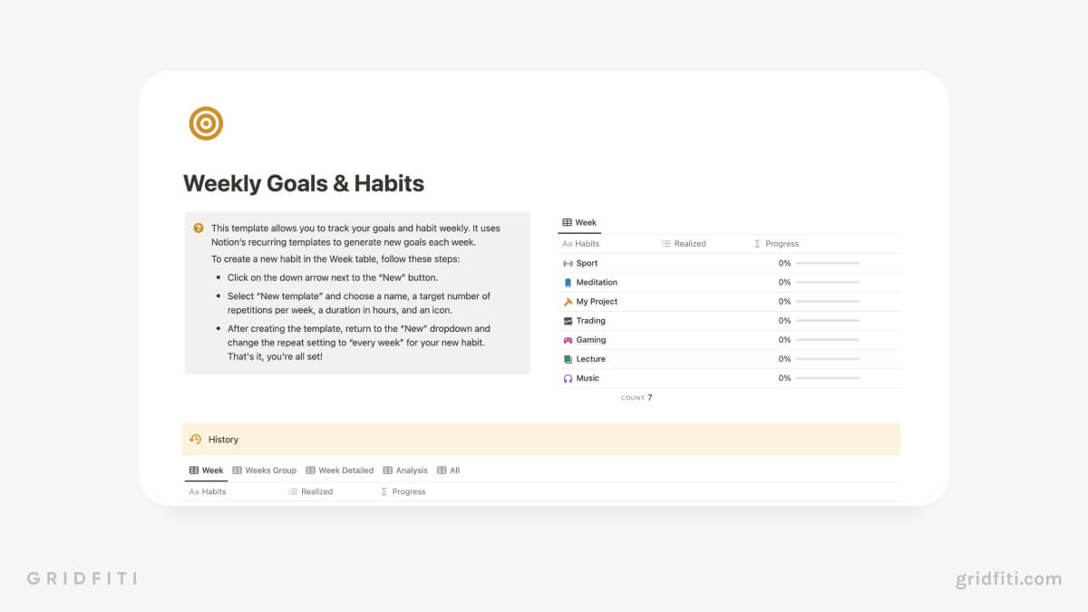 Weekly Goals & Habit Tracker
