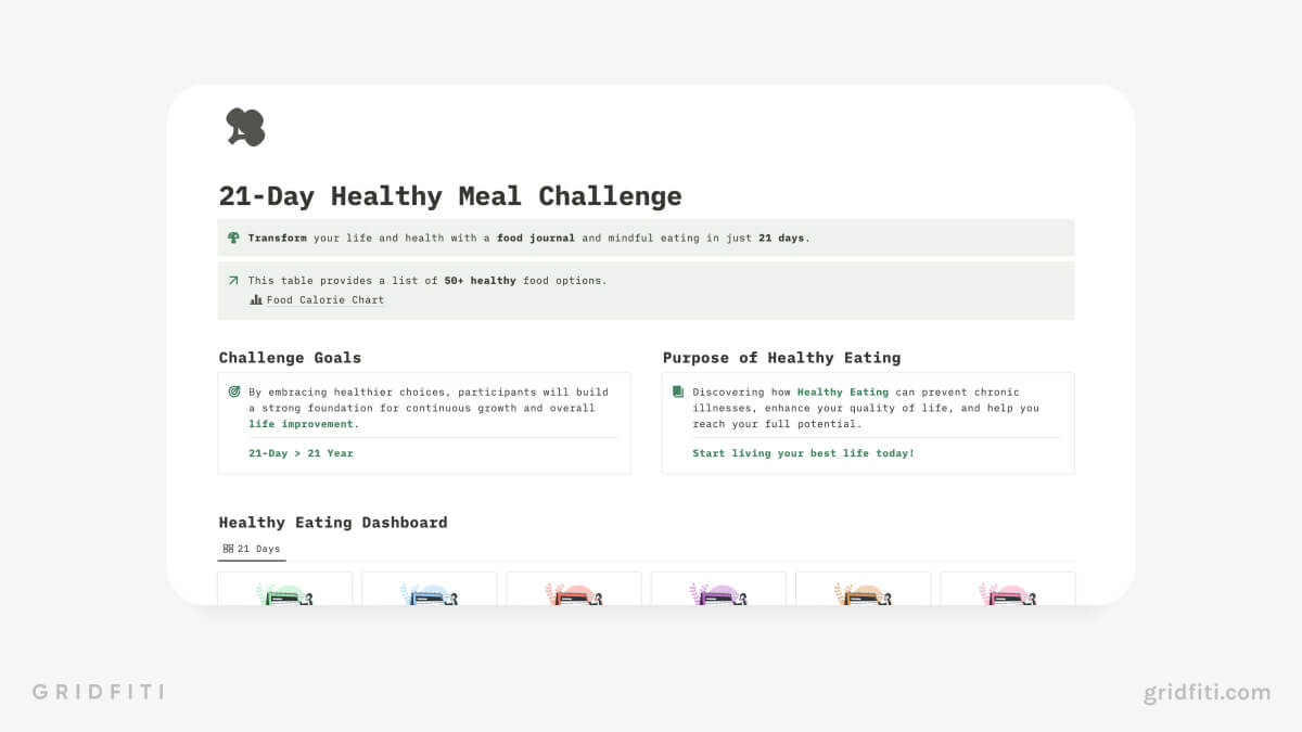 Notion Healthy Meal Template