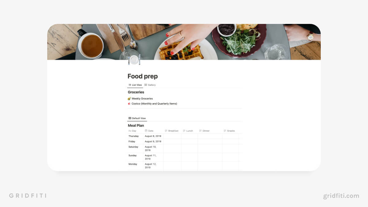 Notion Food Prep Database & Nutrition Tracker Template