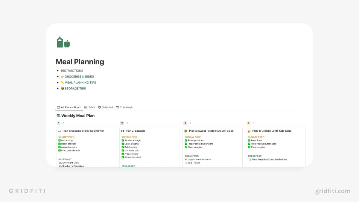 Meal Planning in Notion Template