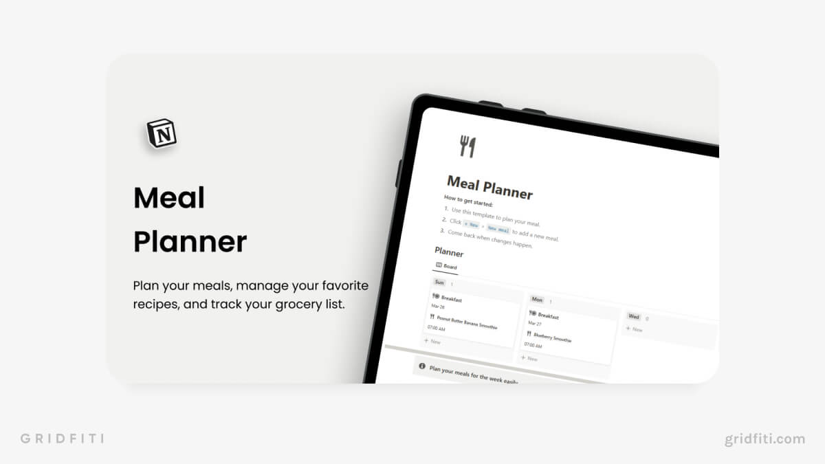 Free Notion Meal Planner