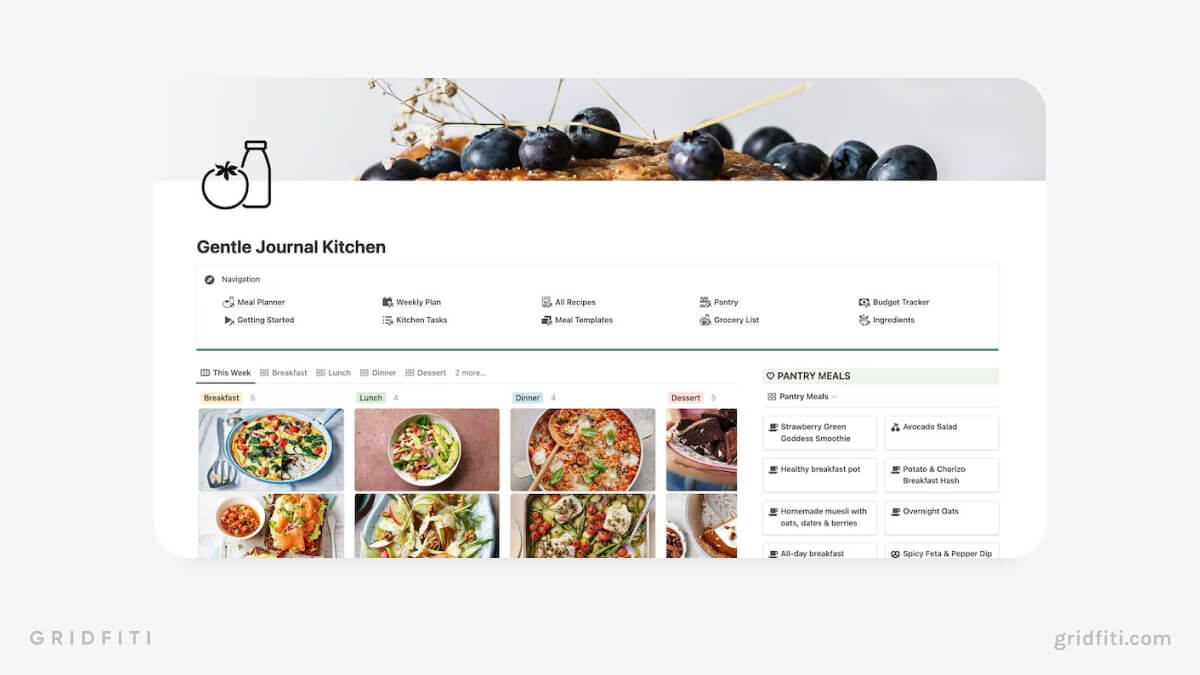 Notion Meal Planner with Automated Grocery List