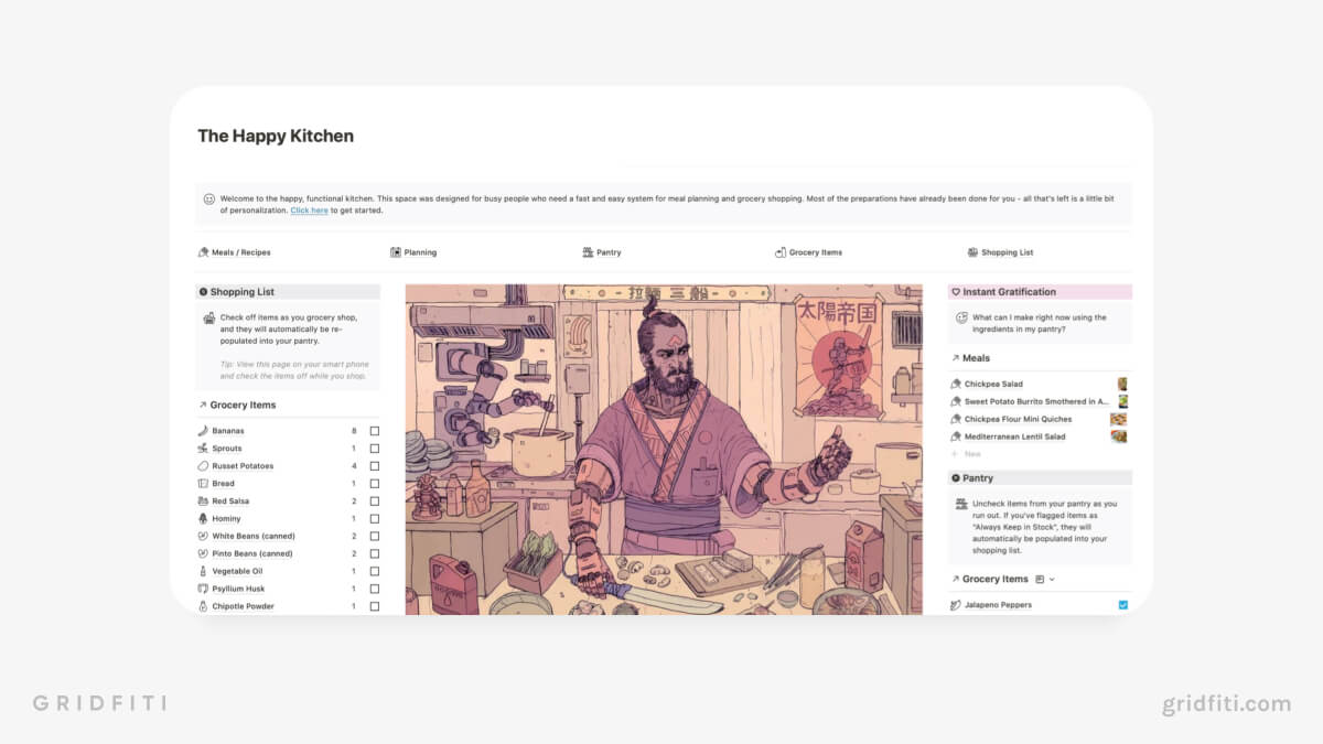 Notion Meal Planning & Grocery List System