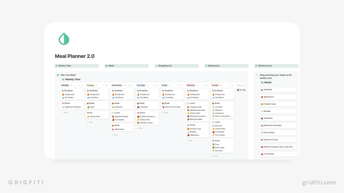 Meal Planner  Notion Template