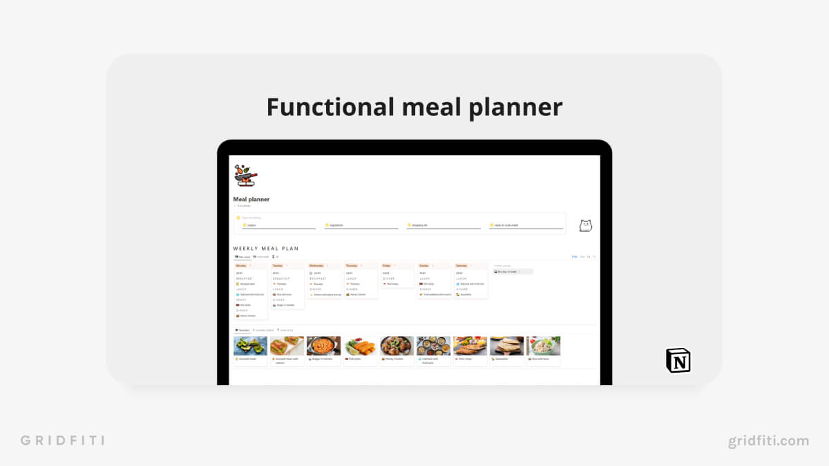 Simple Notion Functional Meal Planner