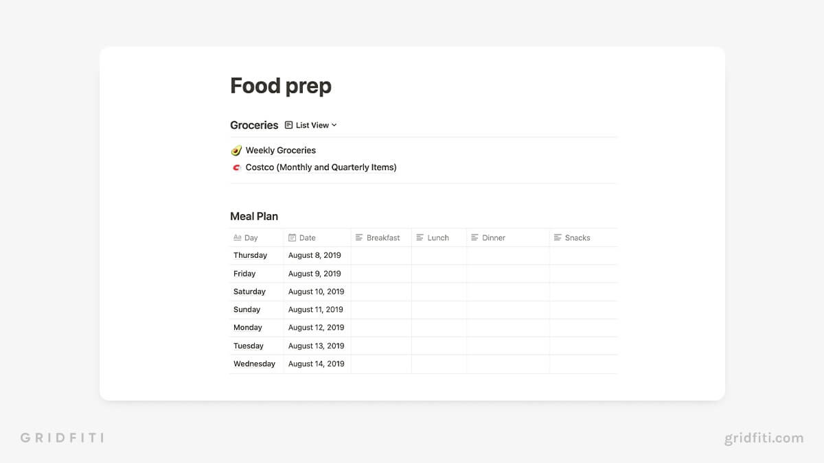 Notion Food Nutrition Tracker Template