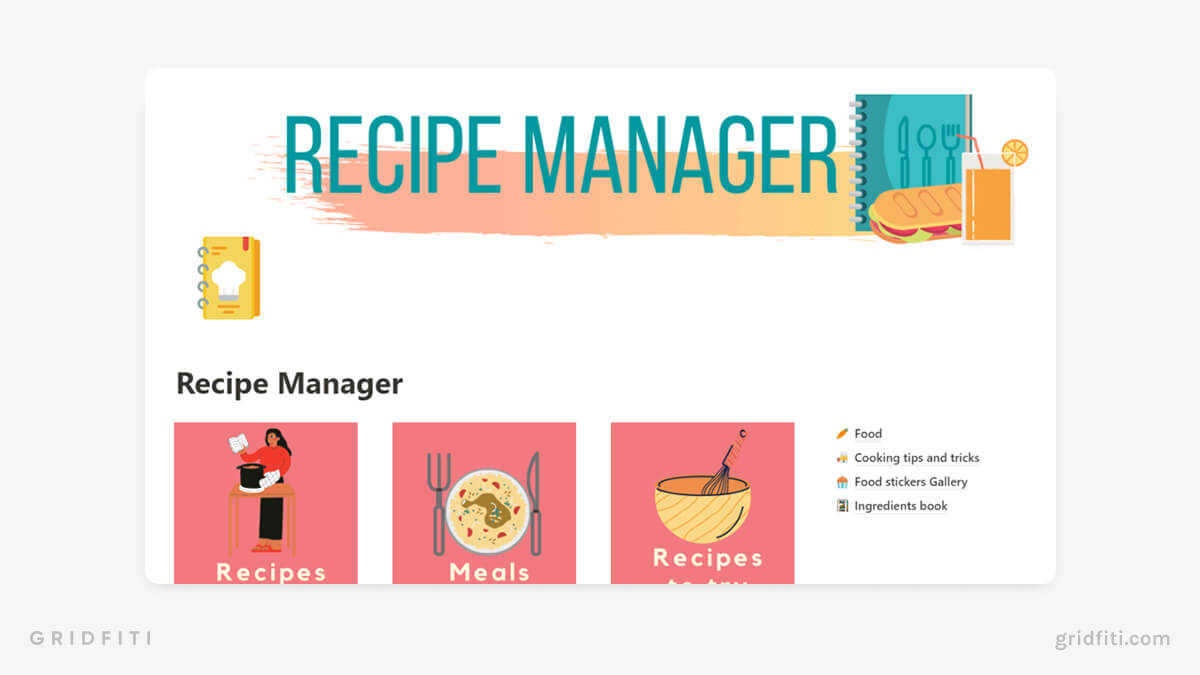 5+ Notion Recipe Templates & Digital Cookbook Ideas Gridfiti