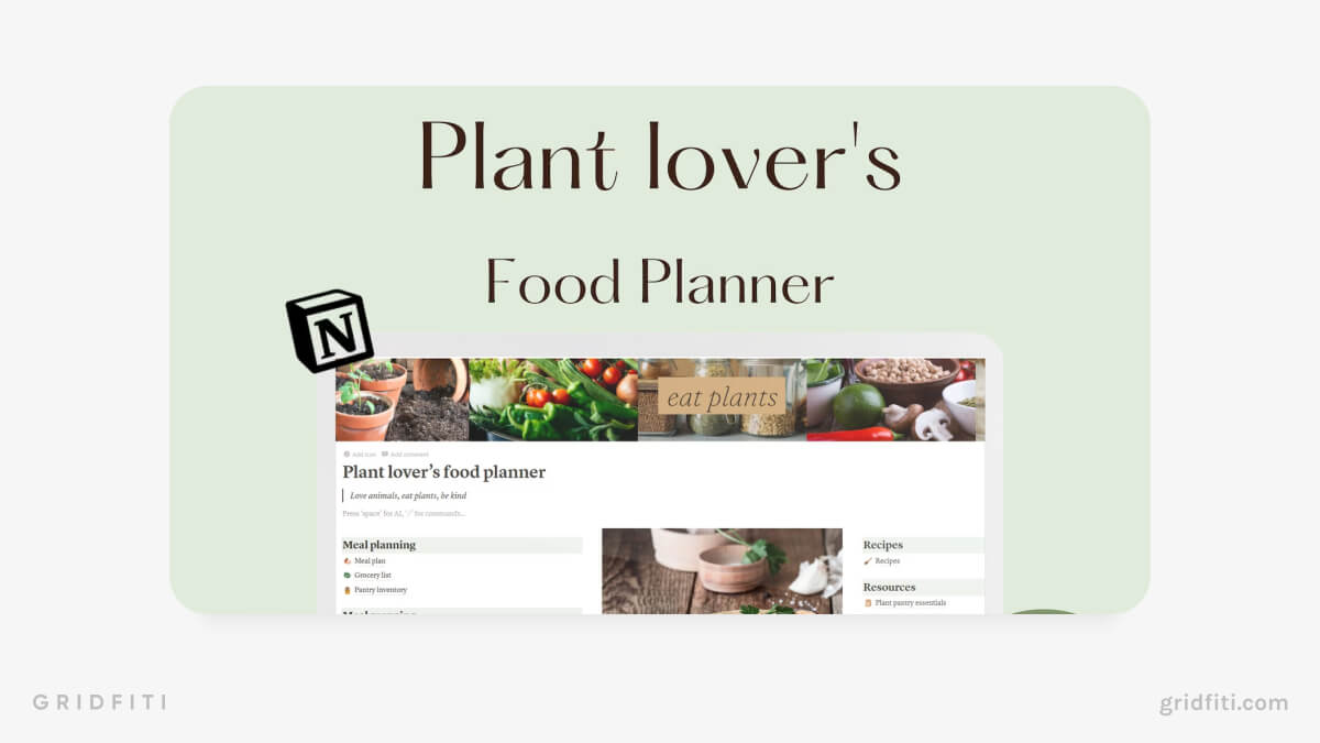 Plant Based & Vegan Recipes & Meal Planner Template