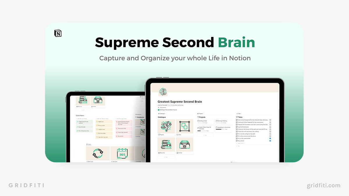 Supreme Second Brain Notion Template