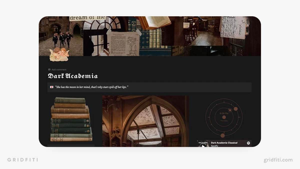 Dark Academia Planner for Notion