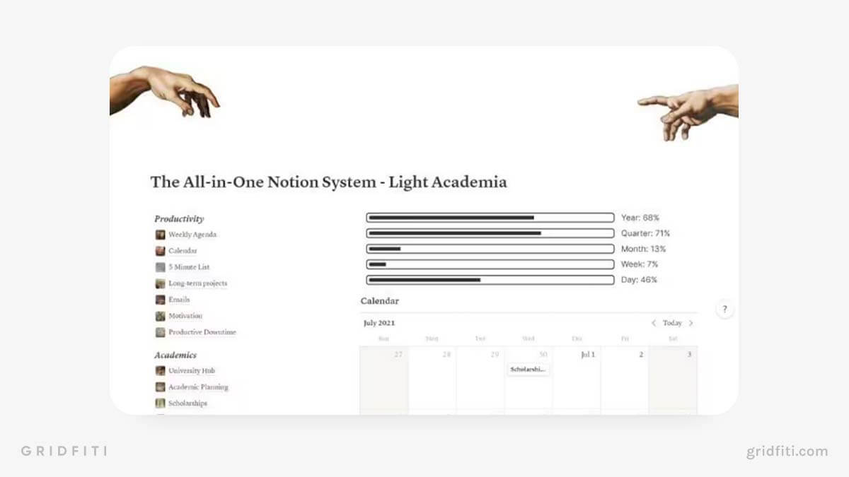 Notion Light Academia Template