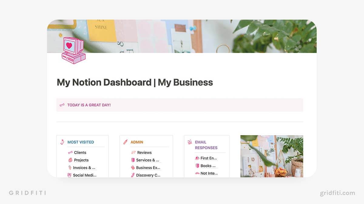 Cute Notion Dashboard & Client Portal Template