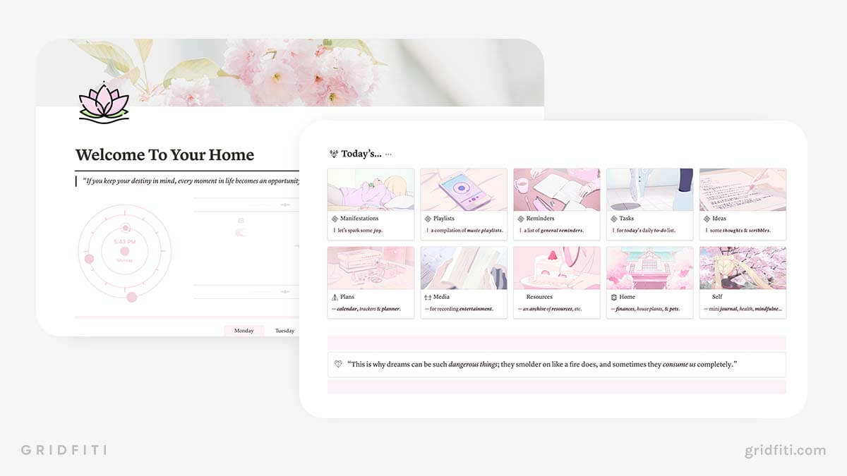 Aesthetic Pink Blossom Life Dashboard