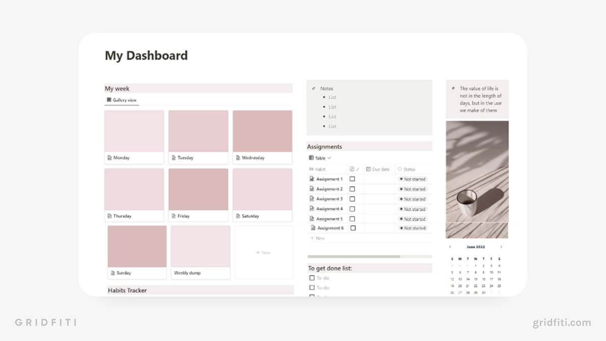 Pink Life Planner Template