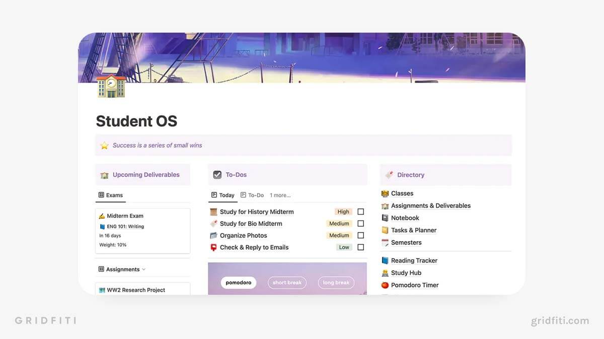 Student OS – Notion Student Dashboard Template