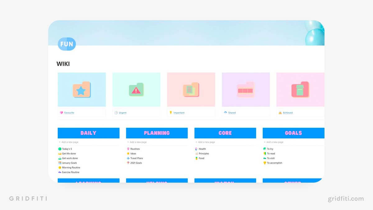 Colorful Pastel Aesthetic Notion Template