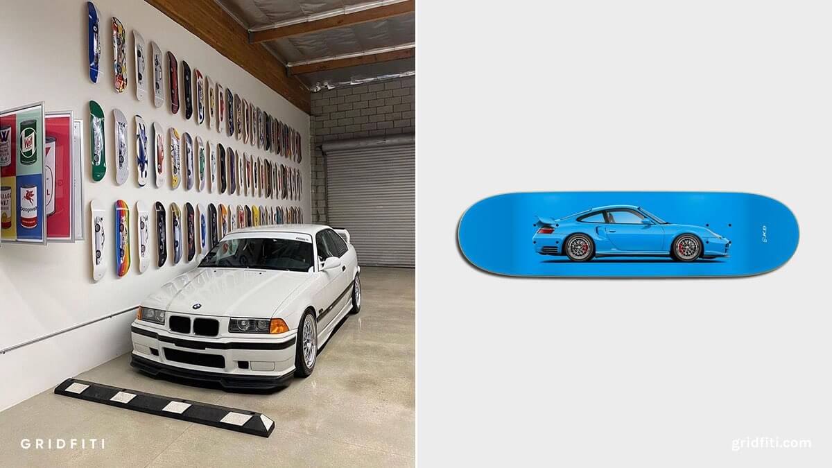 Car-Themed Skateboard Wall Art