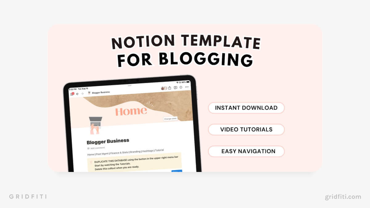 Digital Blog Planner for Notion
