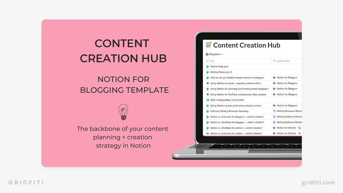 Content Creation Hub Template for Notion