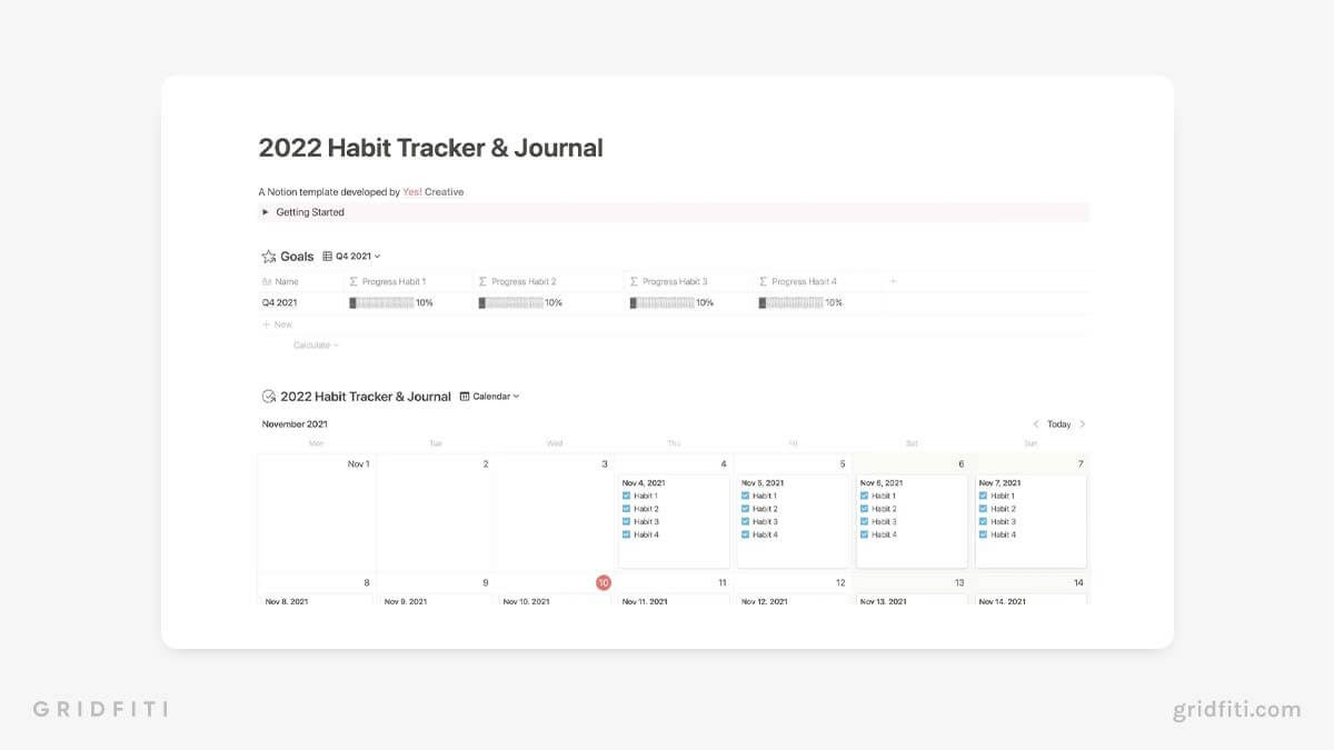 Notion Habit Tracker Calendar