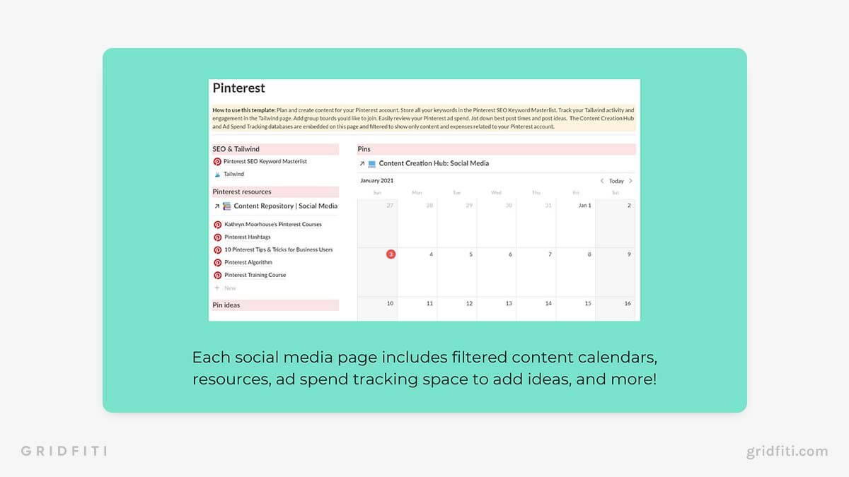 Notion Social Media Content Calendar