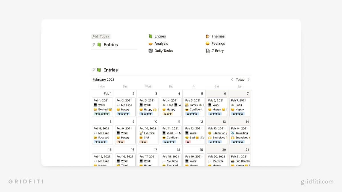 Mood Journal Tracker for Notion