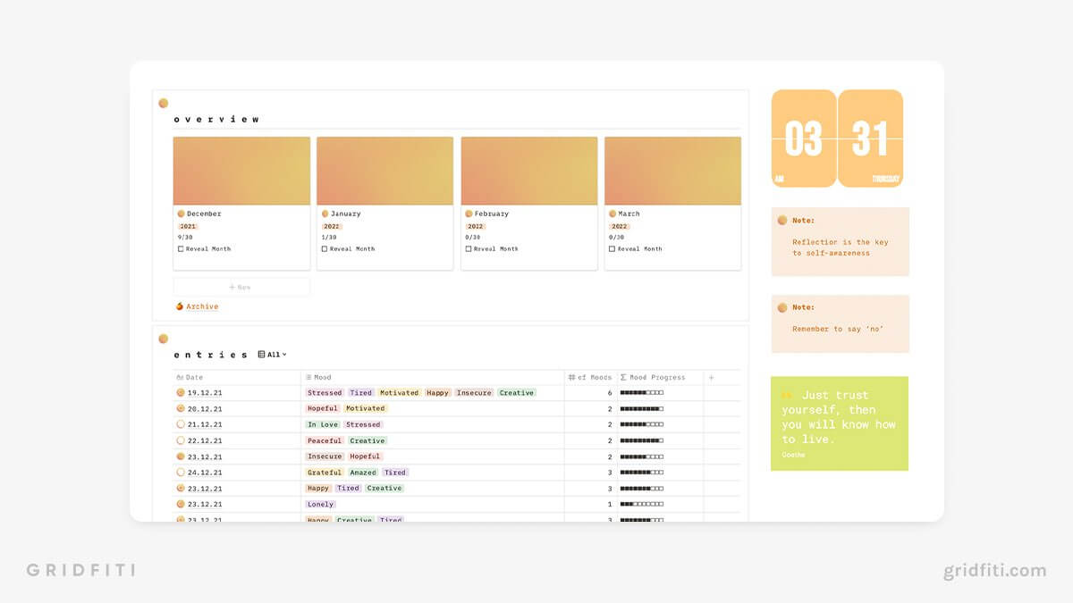 Notion Mood Journal Template