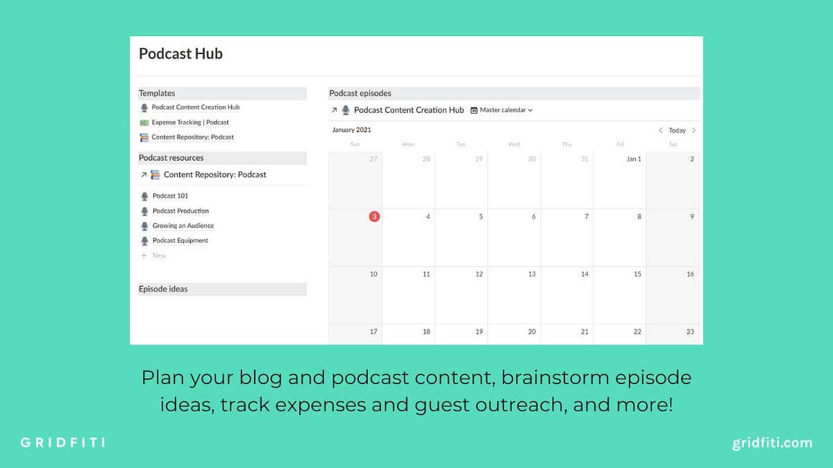 5+ Notion Podcast Templates to Grow Your Audience Gridfiti