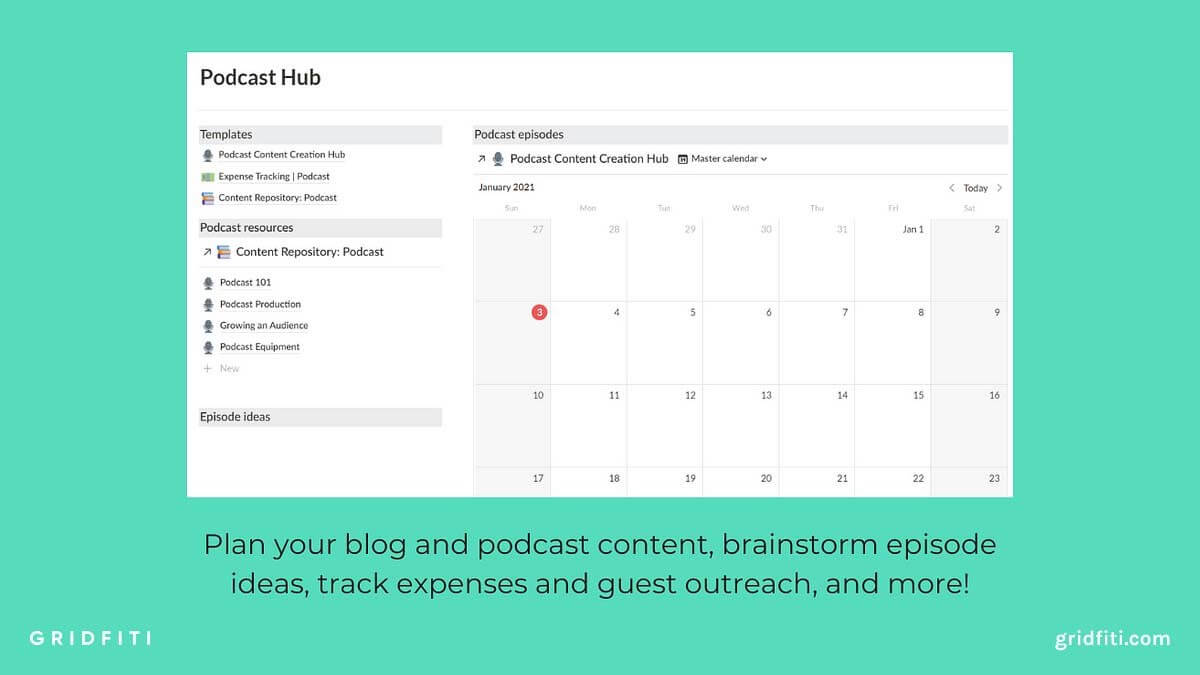 5 Notion Podcast Templates To Grow Your Audience Gridfiti