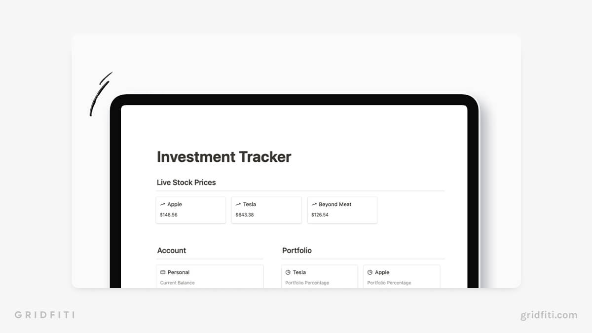 Notion Stocks & Investment Tracker