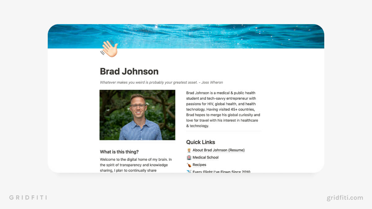 Notion Personal Website Example